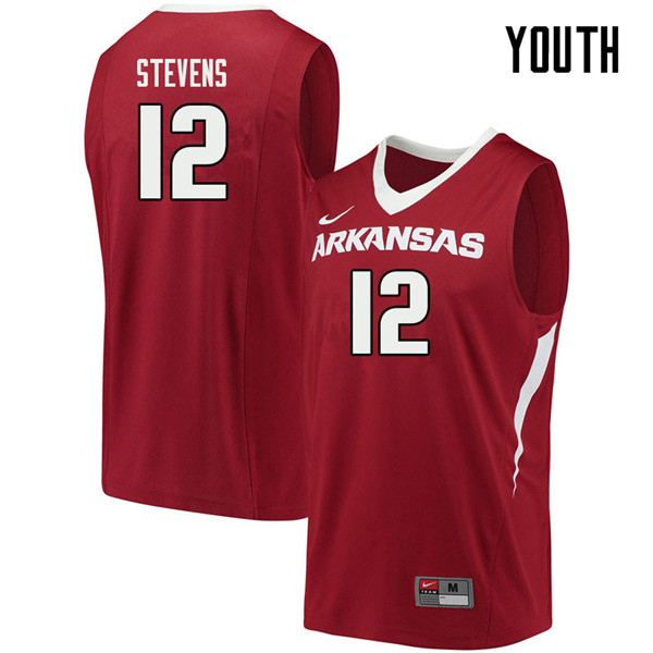 Youth #12 Ty Stevens Arkansas Razorbacks College Basketball Jerseys Sale-Cardinal